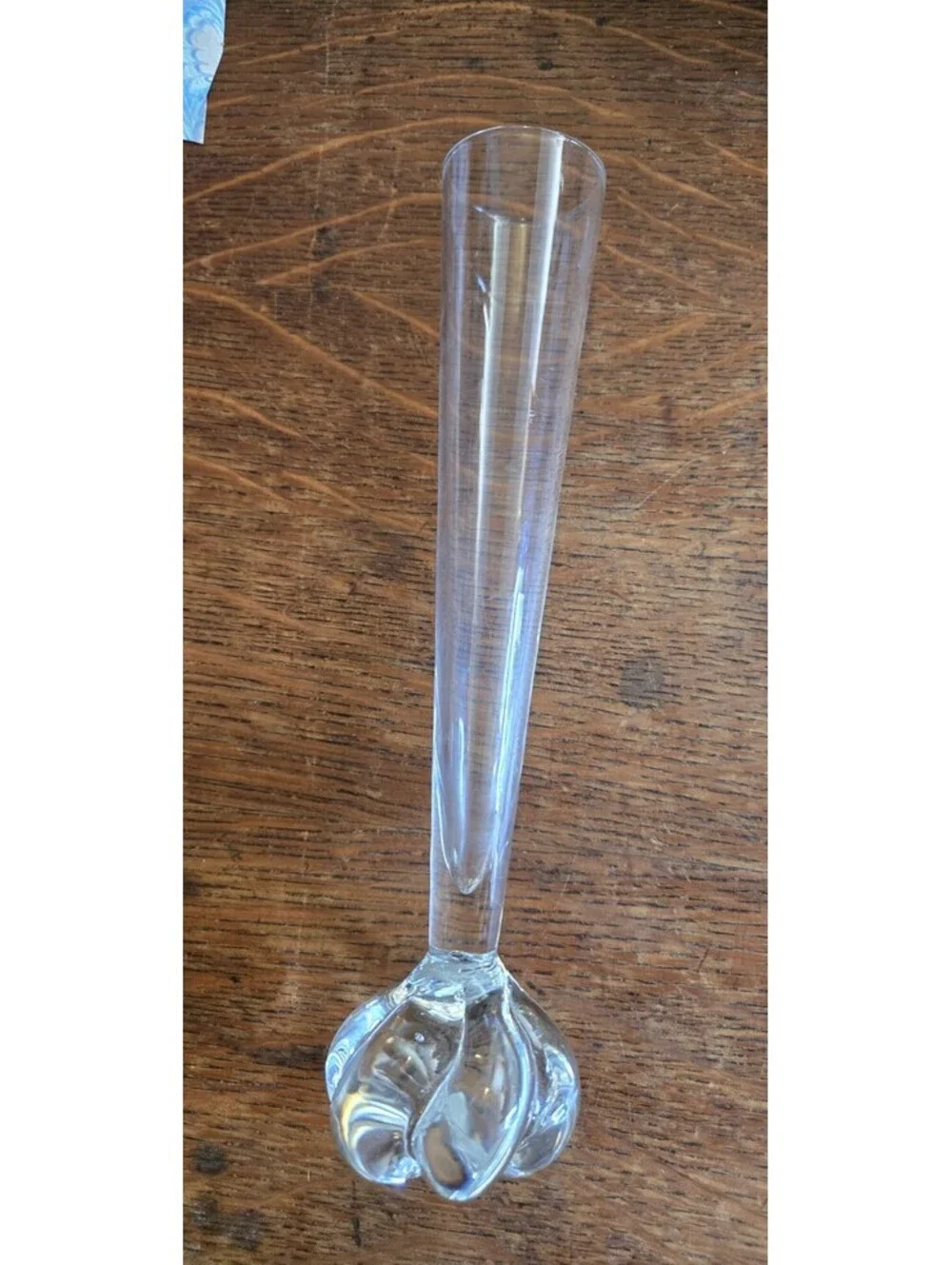 Vintage Clear Glass Flower Bud Vase Twisted Bubble Footed Classic Shape 9.5